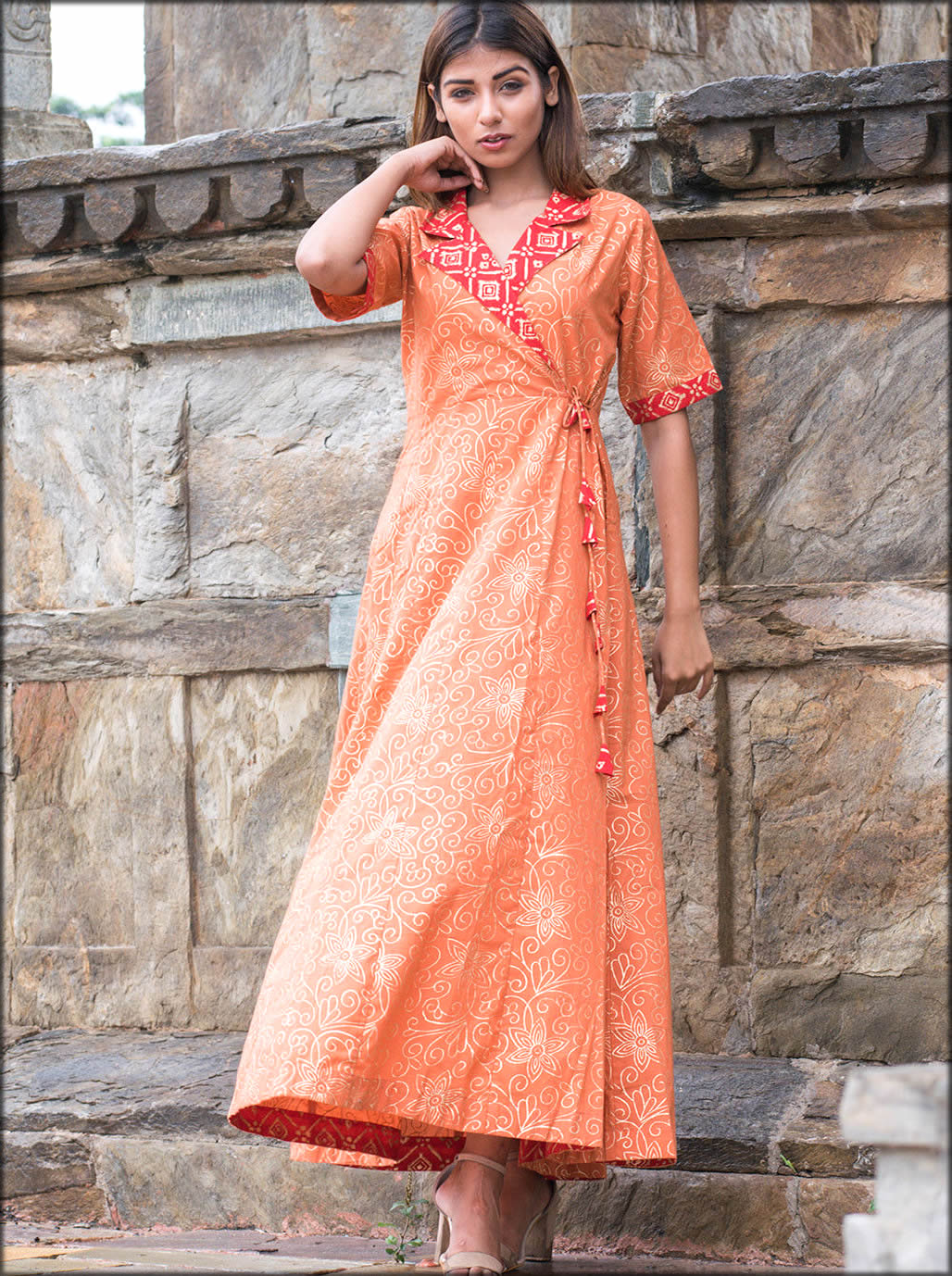 Womens Premium Rayon angrakha style Gown with Pant Kurta Sets