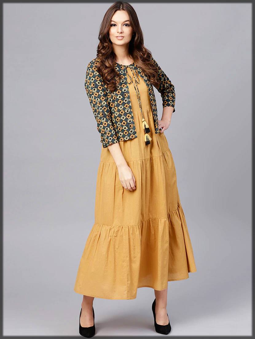 Latest trendy plain long frock with floral print jacket 2022  Printed  cotton gown with short jacket  YouTube