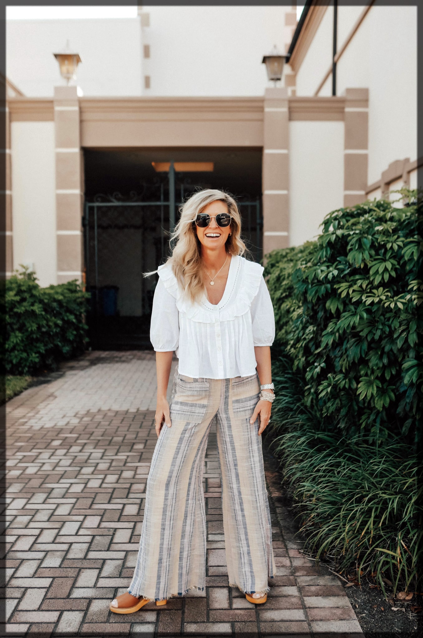 Womens Summer 2023 Two Piece Casual Outfits Ribbed Knit Short Sleeve Crop  Tops Wide Leg Palazzo Pants with Pockets - Walmart.com